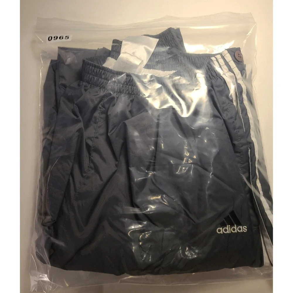 Adidas Vintage Wind Pants Gray White Stripe Track‎ Pants Men's XL  Nylon